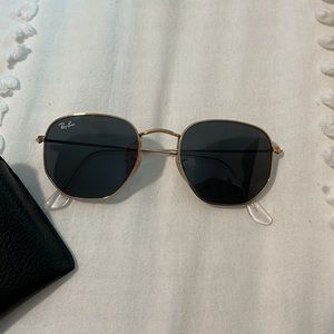 Ray Bans hexagonal sunglasses- gold frame and dark lenses